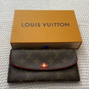 Pre-owned Louis Vuitton Monogram Canvas Red Emilie Bloom Flowers Wallet